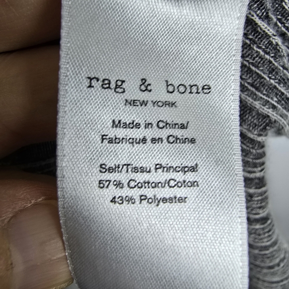 Rag & Bone Elina Mélange Gray Ribbed Midi Dress Crew Neck Short Sleeve Size L - Picture 12 of 13
